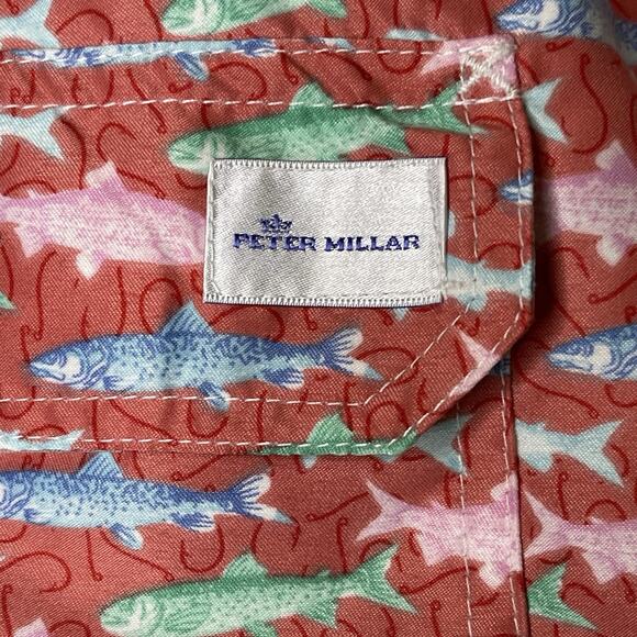 Peter Millar XXL Pink Red Seaside Collection Swim Trunks Fish Hooks Lined Shorts - Picture 7 of 11